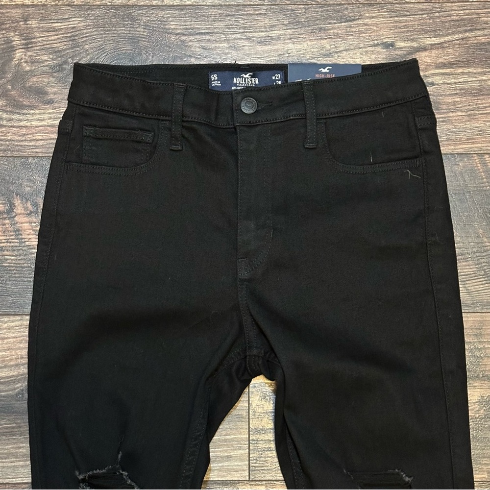 Hollister Curvy high-rise ripped black super skinny jeans size 5S or 27/26 - Picture 7 of 15